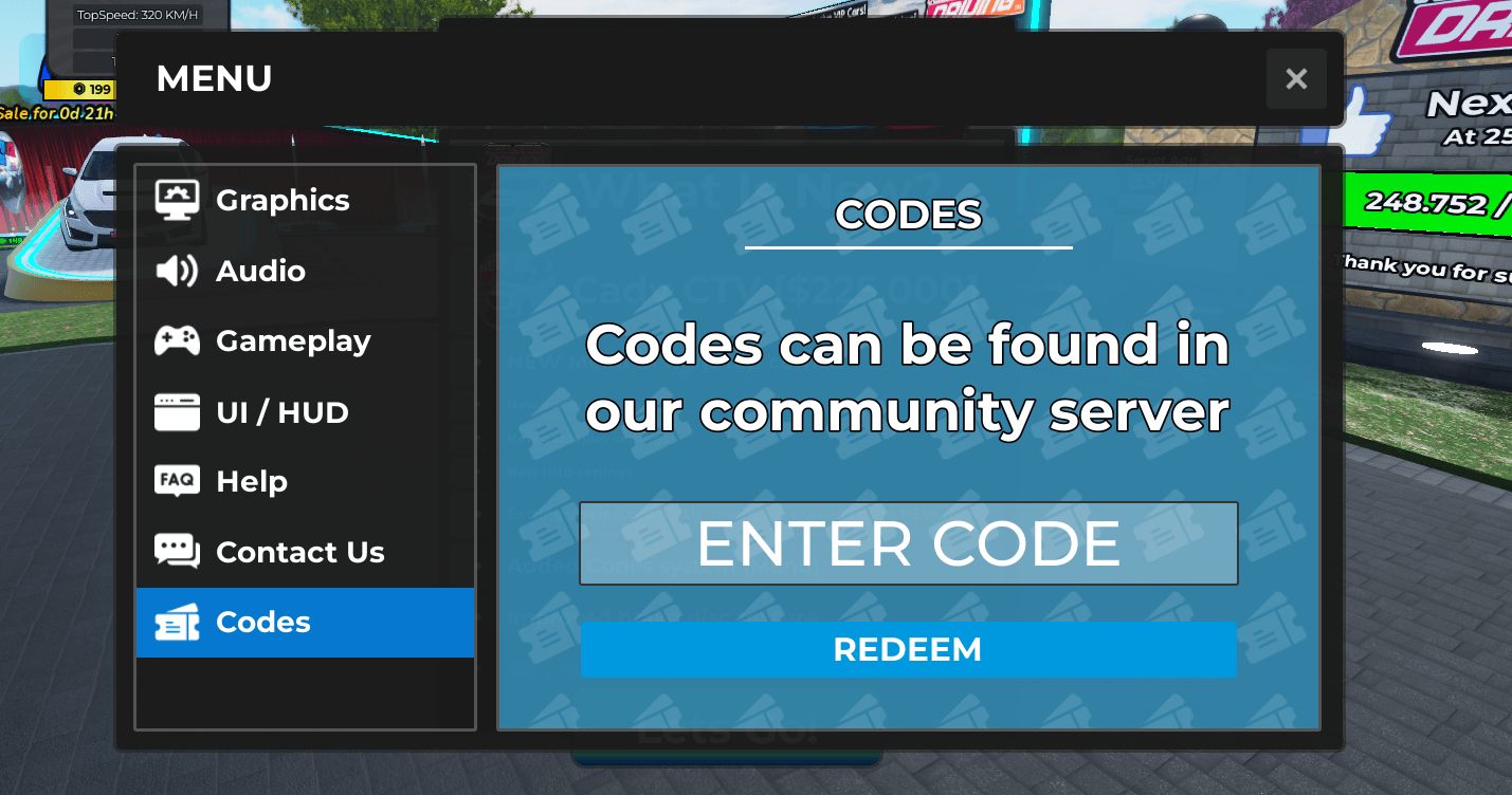 Roblox Realistic Car Driving Codes Menu