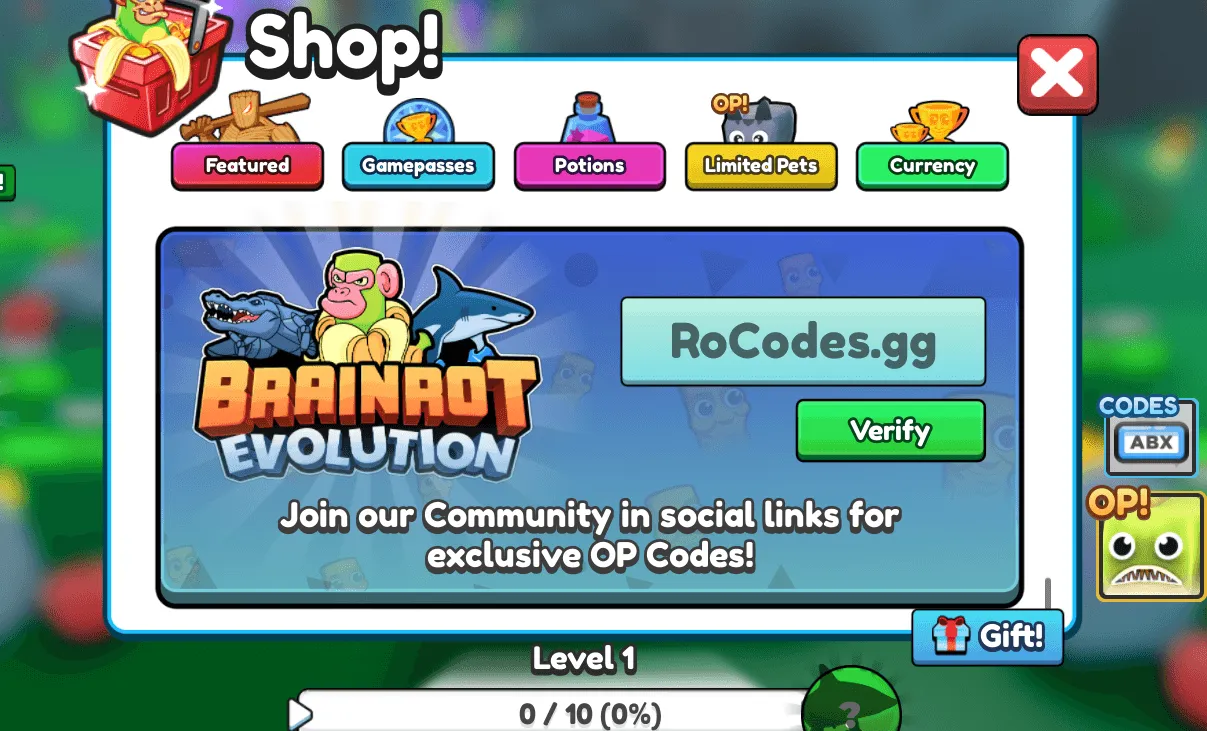 Brainrot Evolution Codes