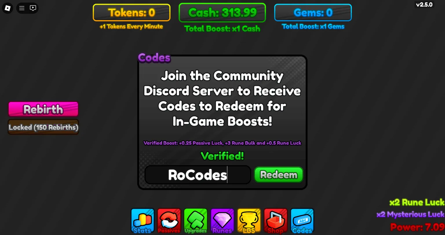 Rune Gui Codes | 1 Active Codes for July 2026 - RoCodes
