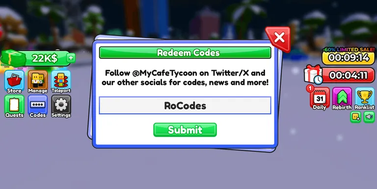 Cafe Business Tycoon Codes Redeem Roblox