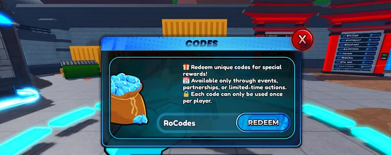 Roblox Anime Advance codes menu