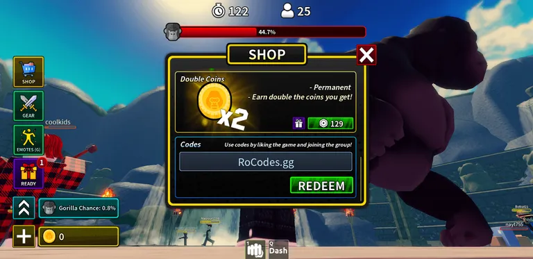 Gorilla vs Humans codes