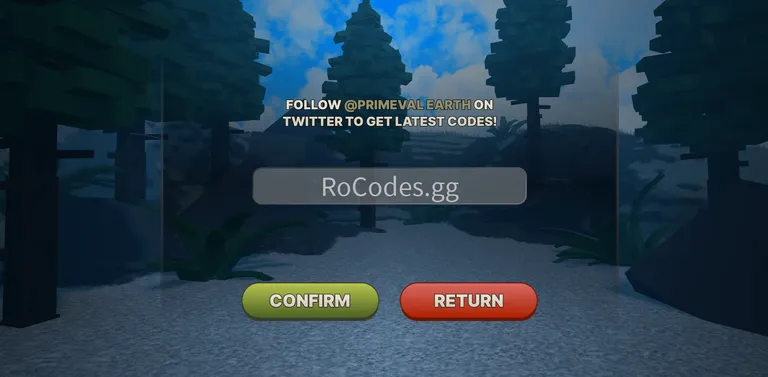 Roblox Primeval Earth codes redeem box