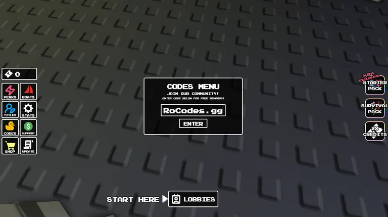 Roblox Deep Blue Codes Redeem Menu