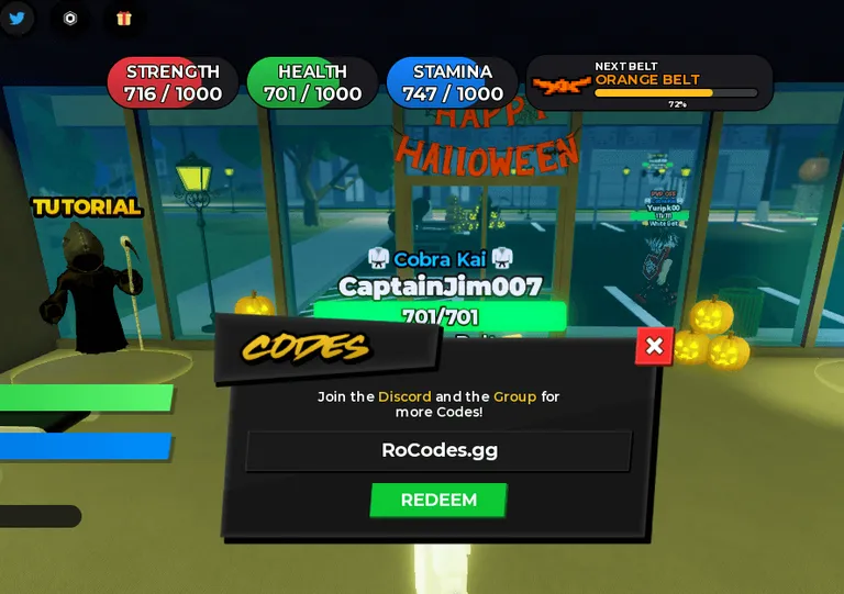 How to redeem codes in Cobra Kai Karate on Roblox