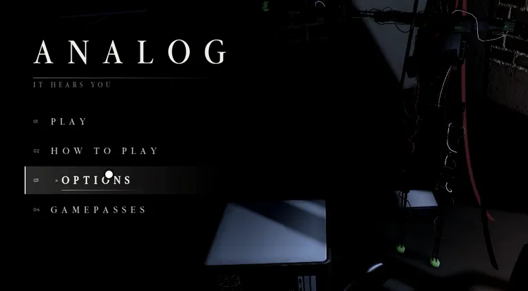 Roblox Analog main menu screen options button