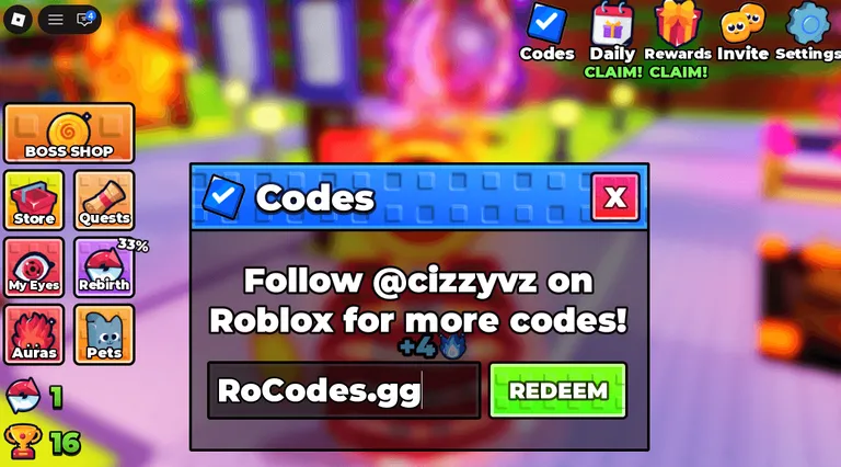 How to redeem +1 Anime Eyes codes on Roblox