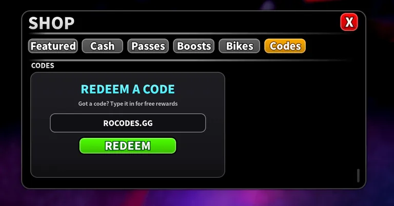 How to redeem codes in Night Rider on Roblox
