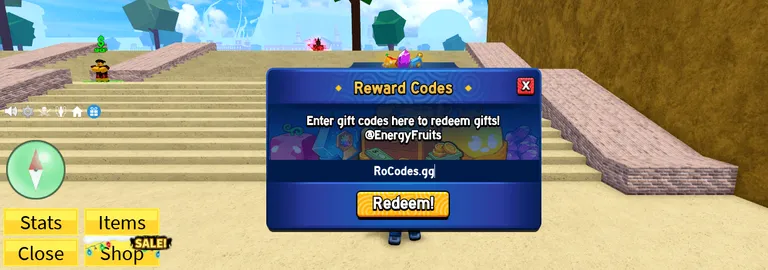 Roblox Cursed Fruits enter code screen