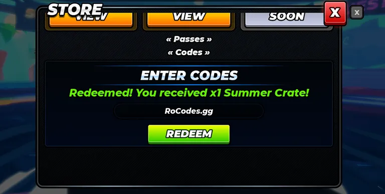 Roblox One Shot Codes box in Shop Menu