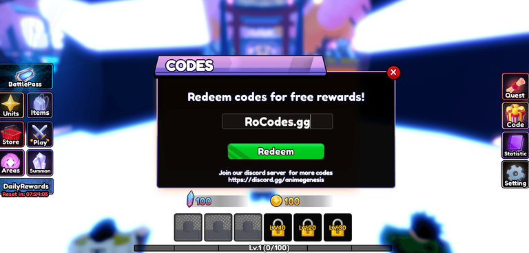 Anime Genesis Codes Redeem Roblox