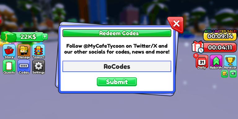 Cafe Business Tycoon Codes Redeem Roblox