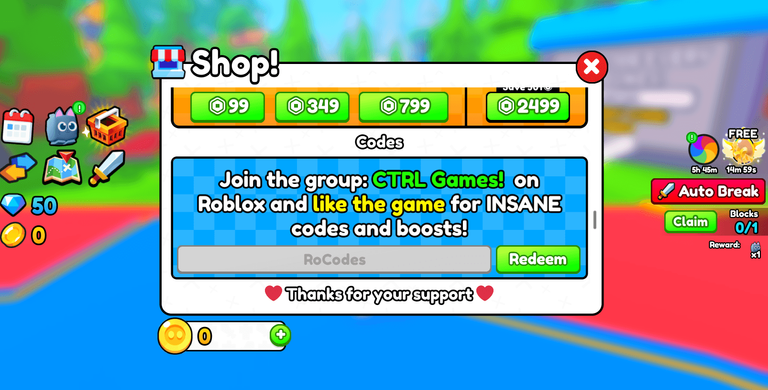 Lucky Block Legends Codes Redeem