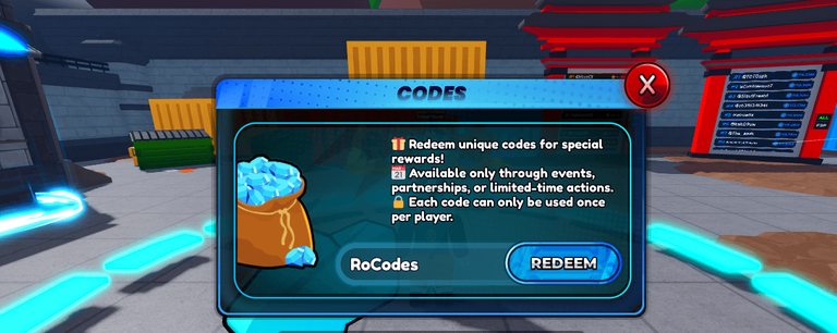 Roblox Anime Advance codes menu
