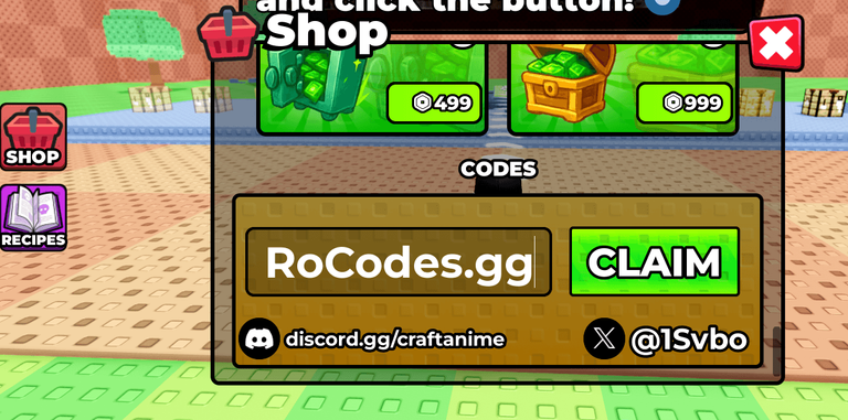 Craft Anime codes section
